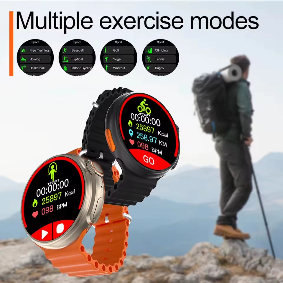 2025 Watch Ultra 9 Smart Watch Men GPS Bluetooth Call Health Monitor Smartwatch Wireless Charging Sport Bracelet for Android IOS